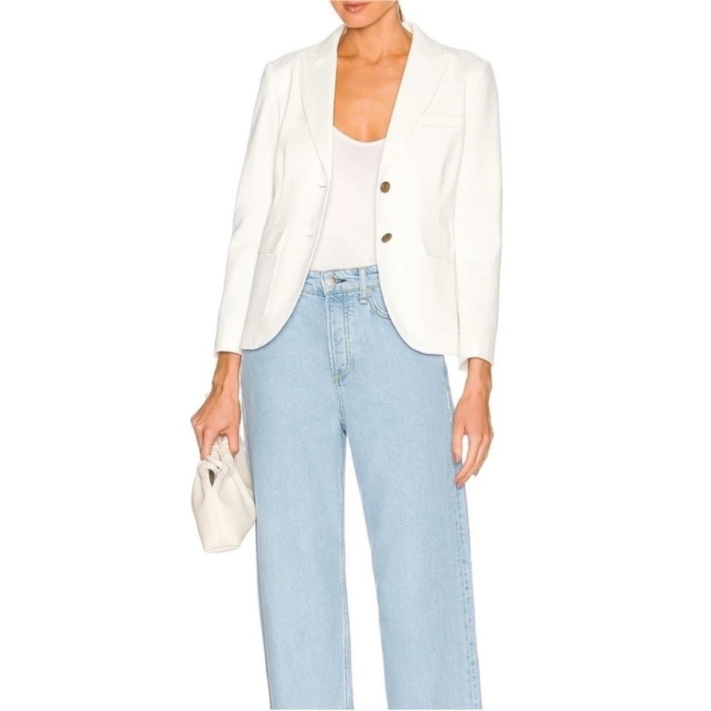 NWT Rag & Bone Nancy Knit Blazer White Size 2 Structured Stretch Jacket - Picture 12 of 12